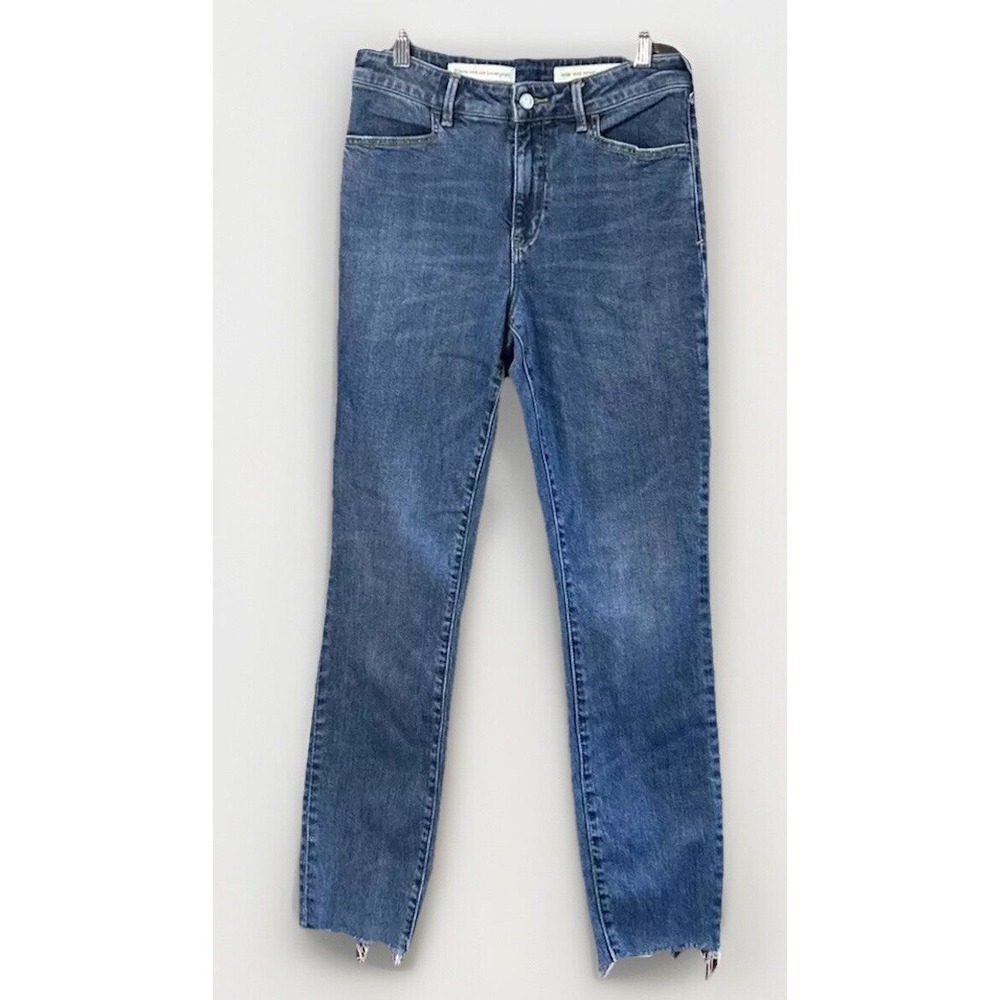 Anthropologie Pilcro High Rise Legging Skinny Denim Jeans Sz 28 Med Wash Frayed